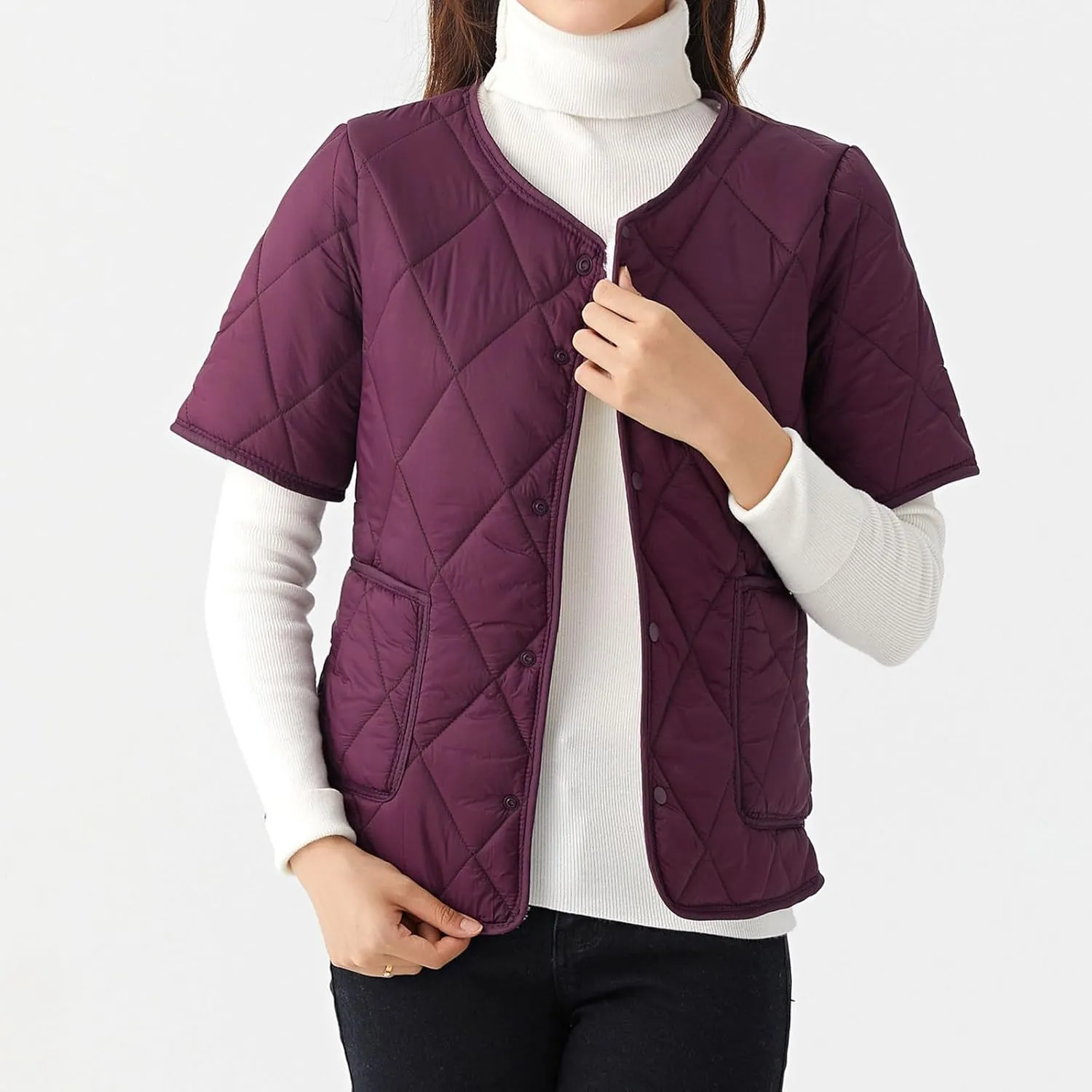 Cropped Puffer Jacket Women Ultralight Down Coat Packable Parkas Jacket Outerwear Full Zip Warm Hooded Insulated Coat