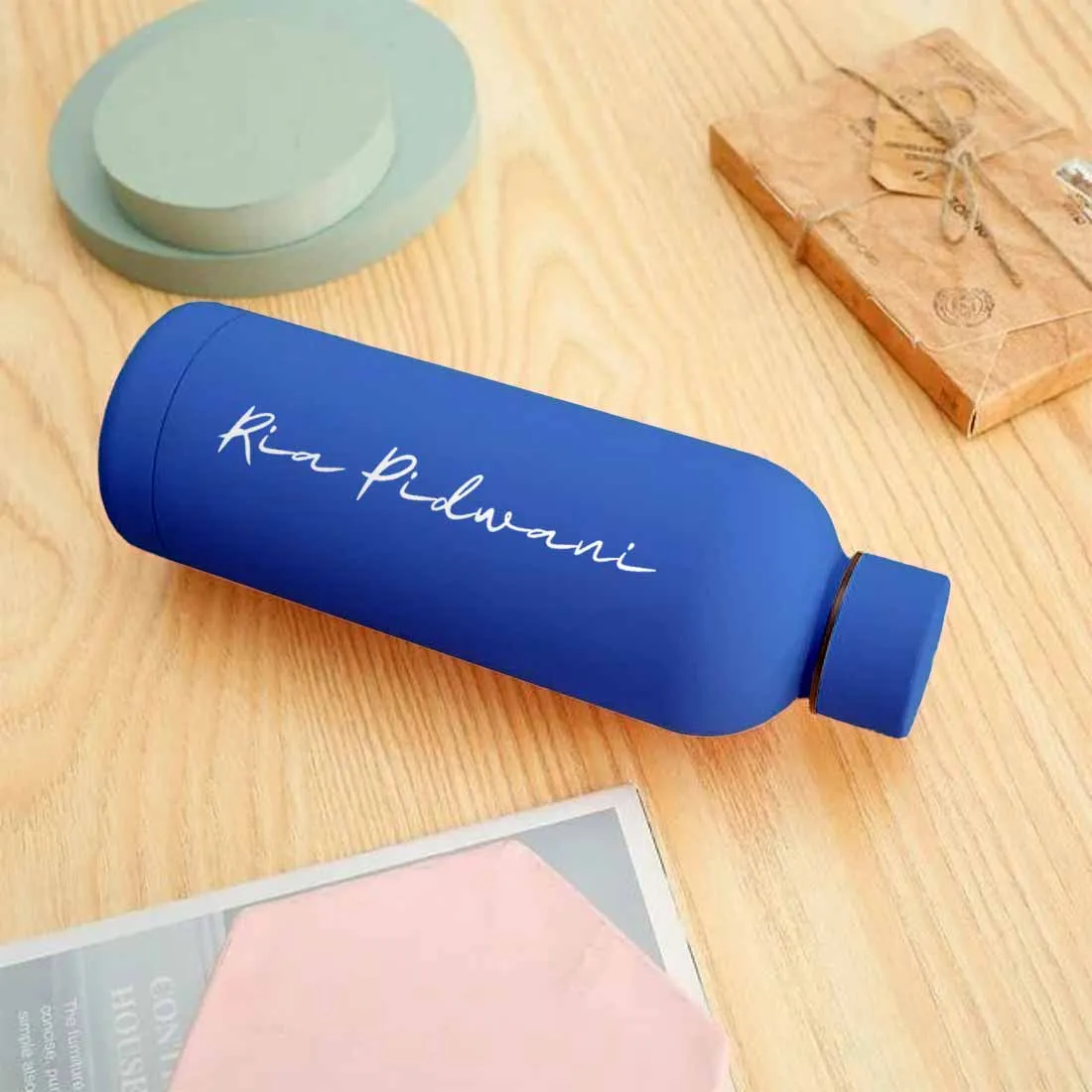 Customized Water Bottles with Names Stainless Steel Double Insulated Water Bottles for Travel Office Gym Home BPA Free, Leakproof-SET OF 2