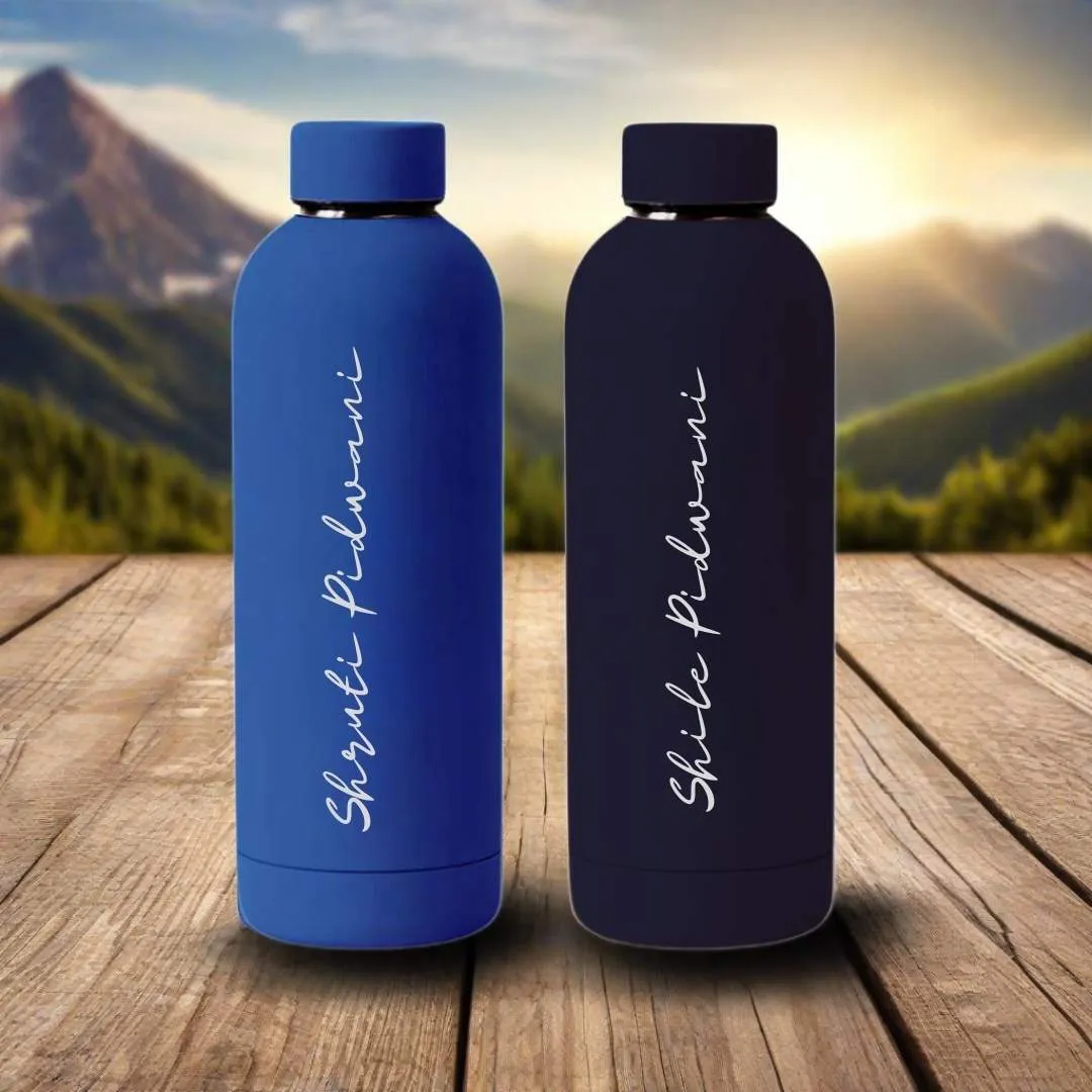 Customized Water Bottles with Names Stainless Steel Double Insulated Water Bottles for Travel Office Gym Home BPA Free, Leakproof-SET OF 2