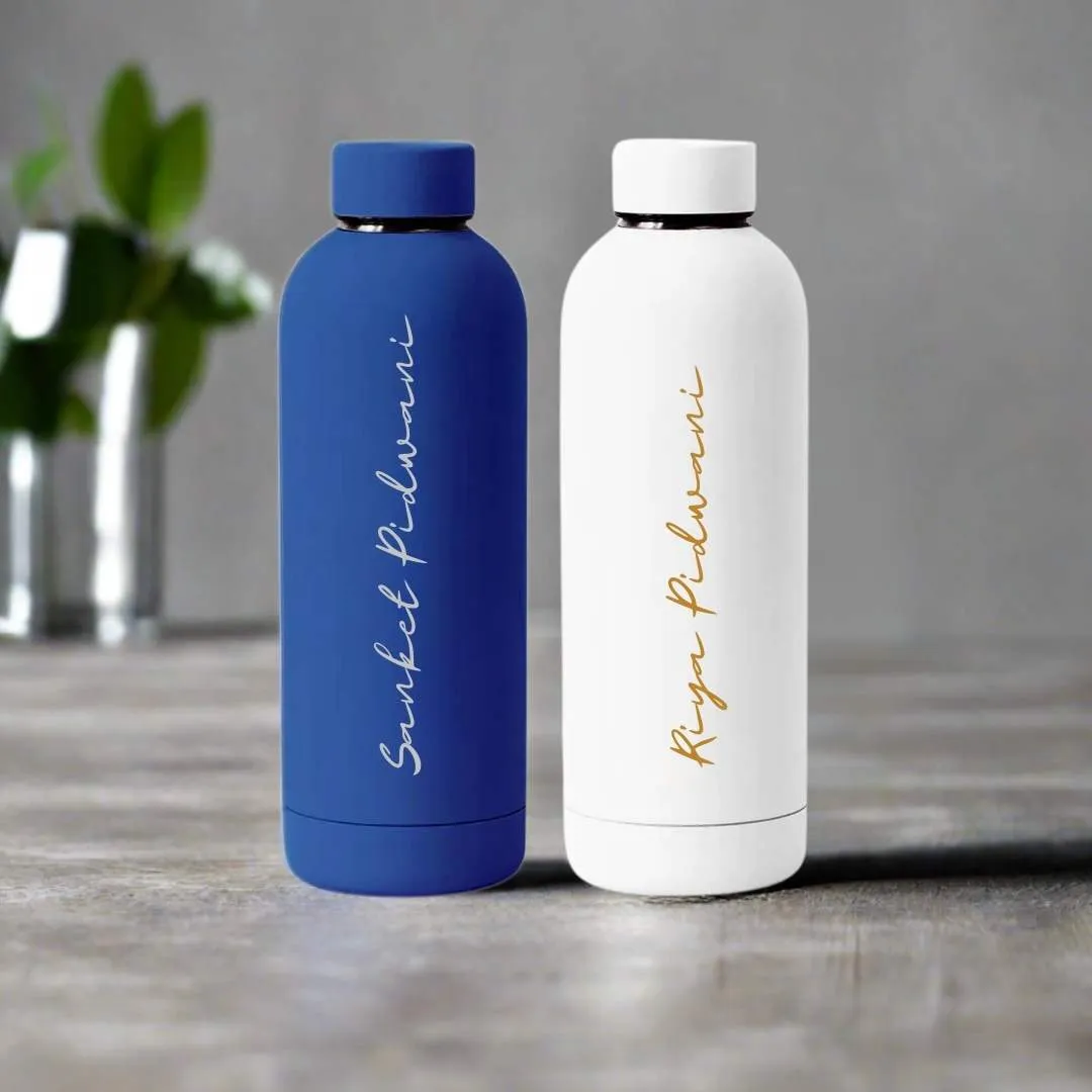 Customized Water Bottles with Names Stainless Steel Double Insulated Water Bottles for Travel Office Gym Home BPA Free, Leakproof-SET OF 2