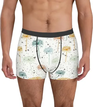Dandelion Print Boxer Briefs For Men Breathable Underwear-