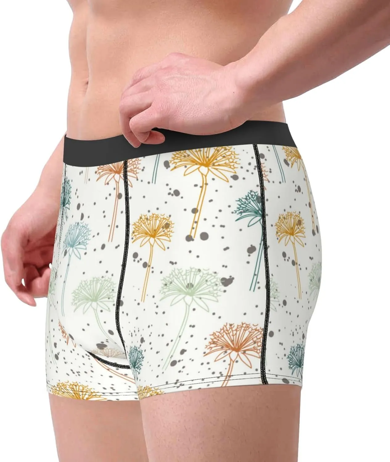 Dandelion Print Boxer Briefs For Men Breathable Underwear-
