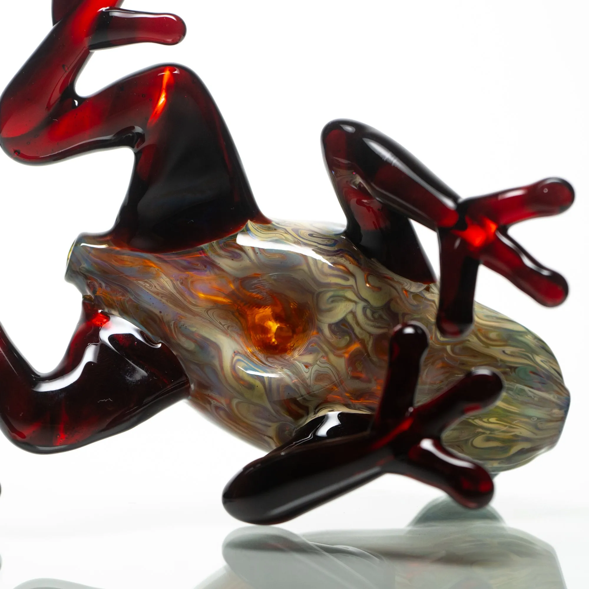 Daniels Glass Art - Frog Dry Pipe - Dragons Blood & Silver Strike
