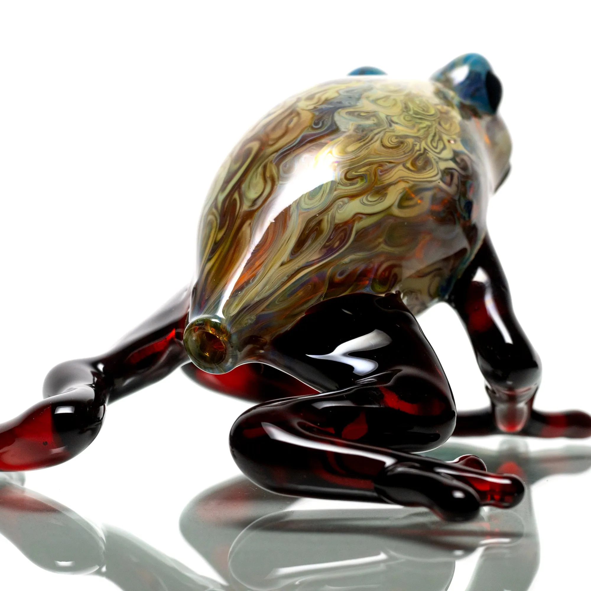Daniels Glass Art - Frog Dry Pipe - Dragons Blood & Silver Strike