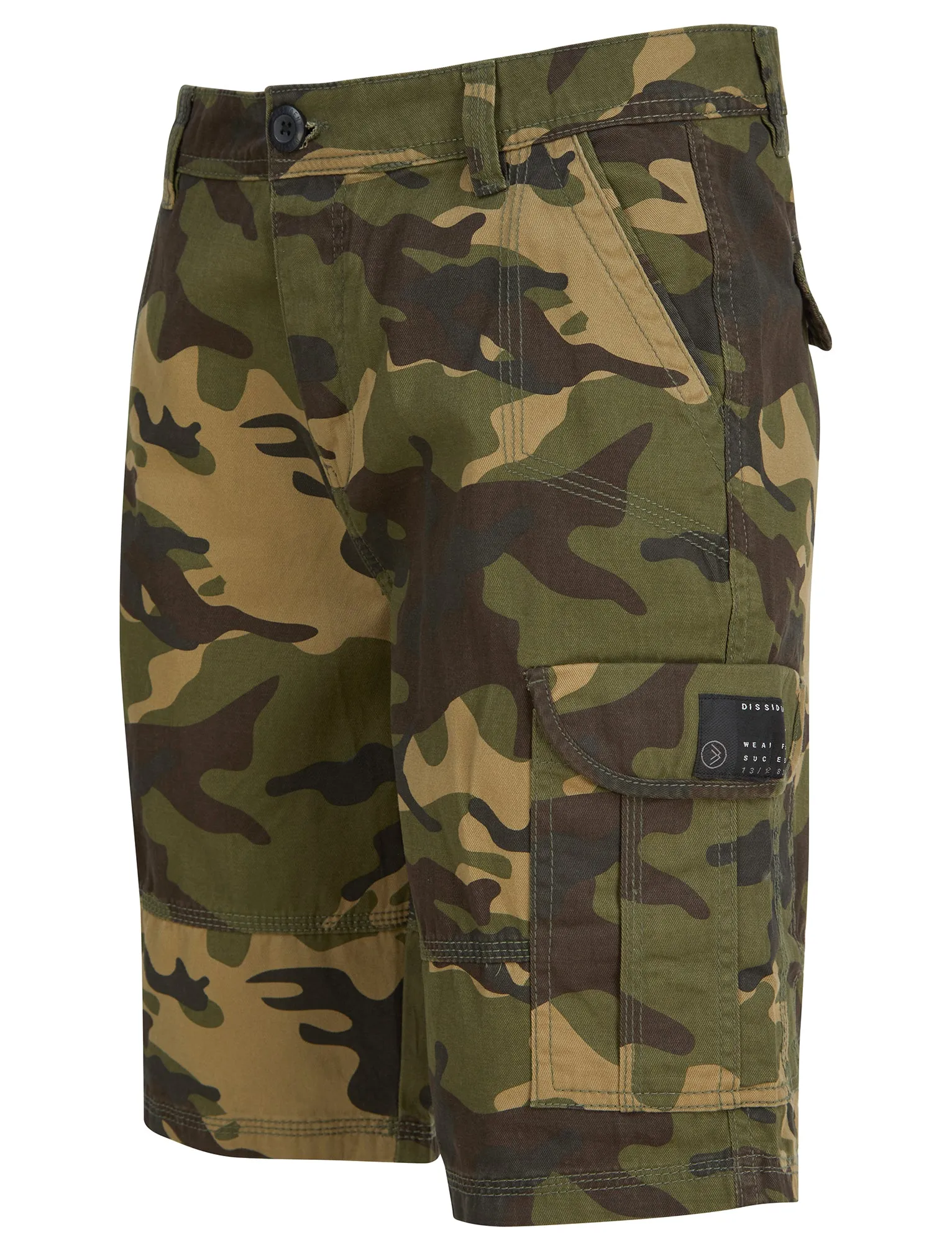 Danson Multi-Pocket Stretch Cotton Twill Cargo Shorts in Camo Print - Dissident