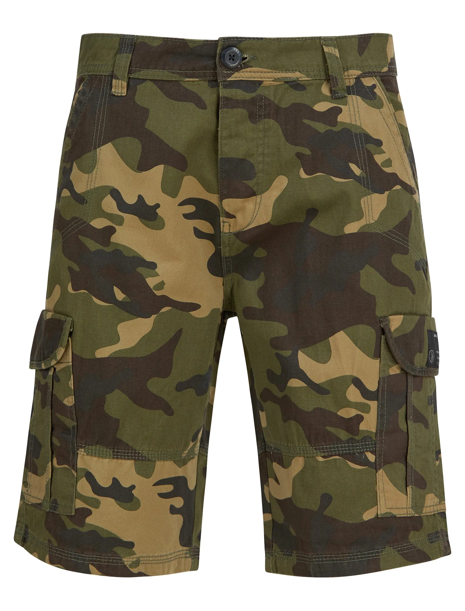 Danson Multi-Pocket Stretch Cotton Twill Cargo Shorts in Camo Print - Dissident