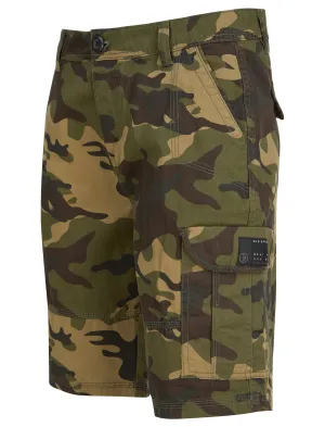 Danson Multi-Pocket Stretch Cotton Twill Cargo Shorts in Camo Print - Dissident