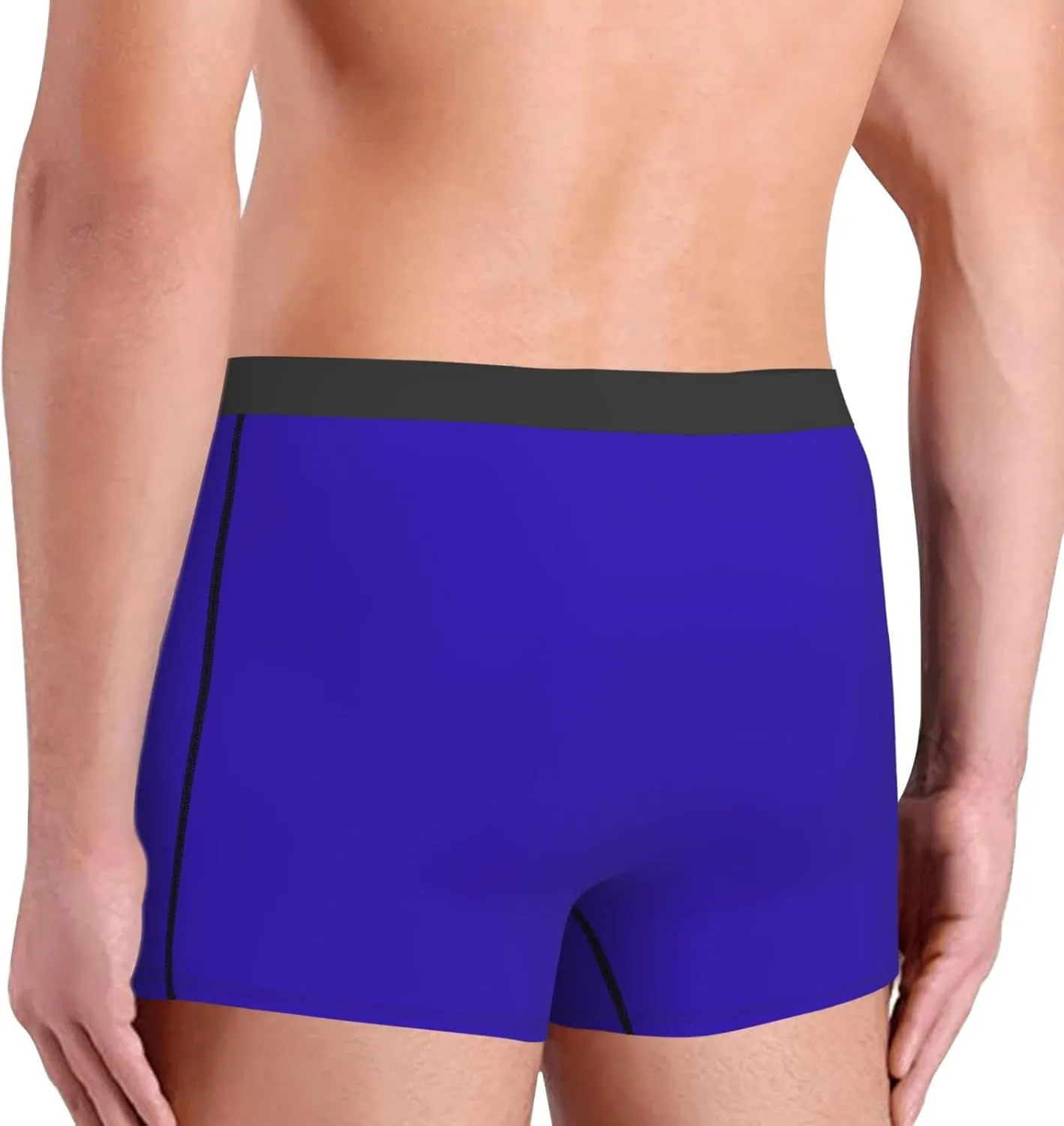 Darkblue Print Boxer Briefs For Men Breathable Underwear-