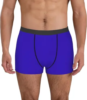 Darkblue Print Boxer Briefs For Men Breathable Underwear-