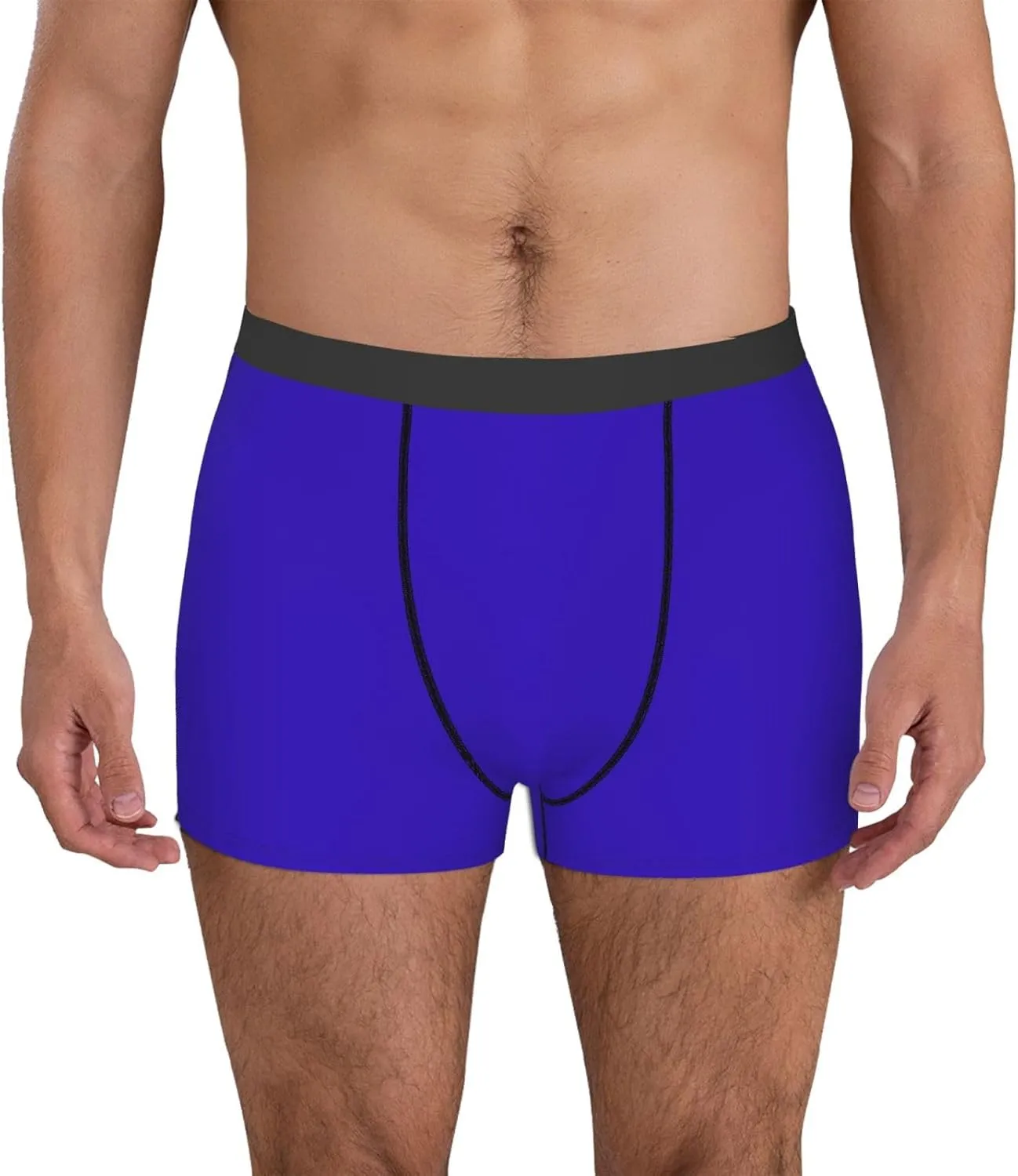Darkblue Print Boxer Briefs For Men Breathable Underwear-