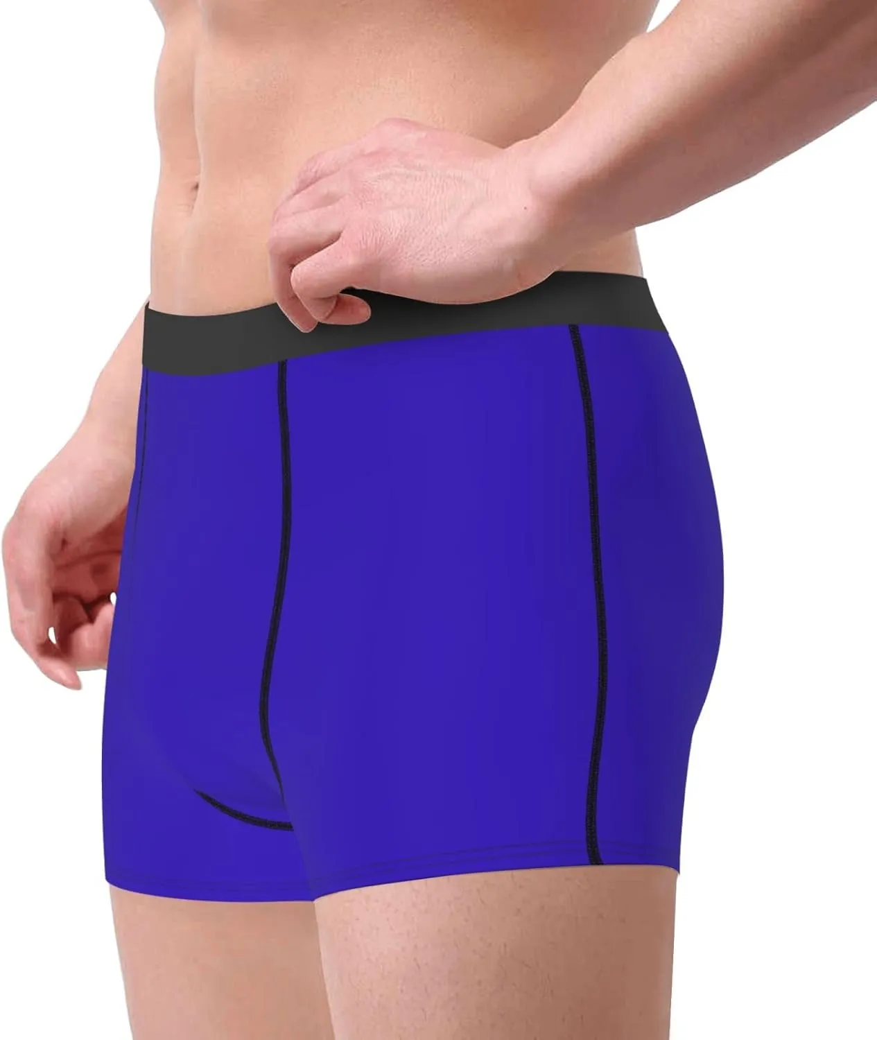 Darkblue Print Boxer Briefs For Men Breathable Underwear-