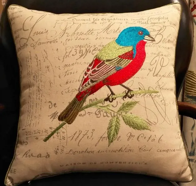 Decorative Throw Pillows, Bird Throw Pillows, Pillows for Farmhouse, Sofa Throw Pillows, Embroidery Throw Pillows, Rustic Pillows for Couch