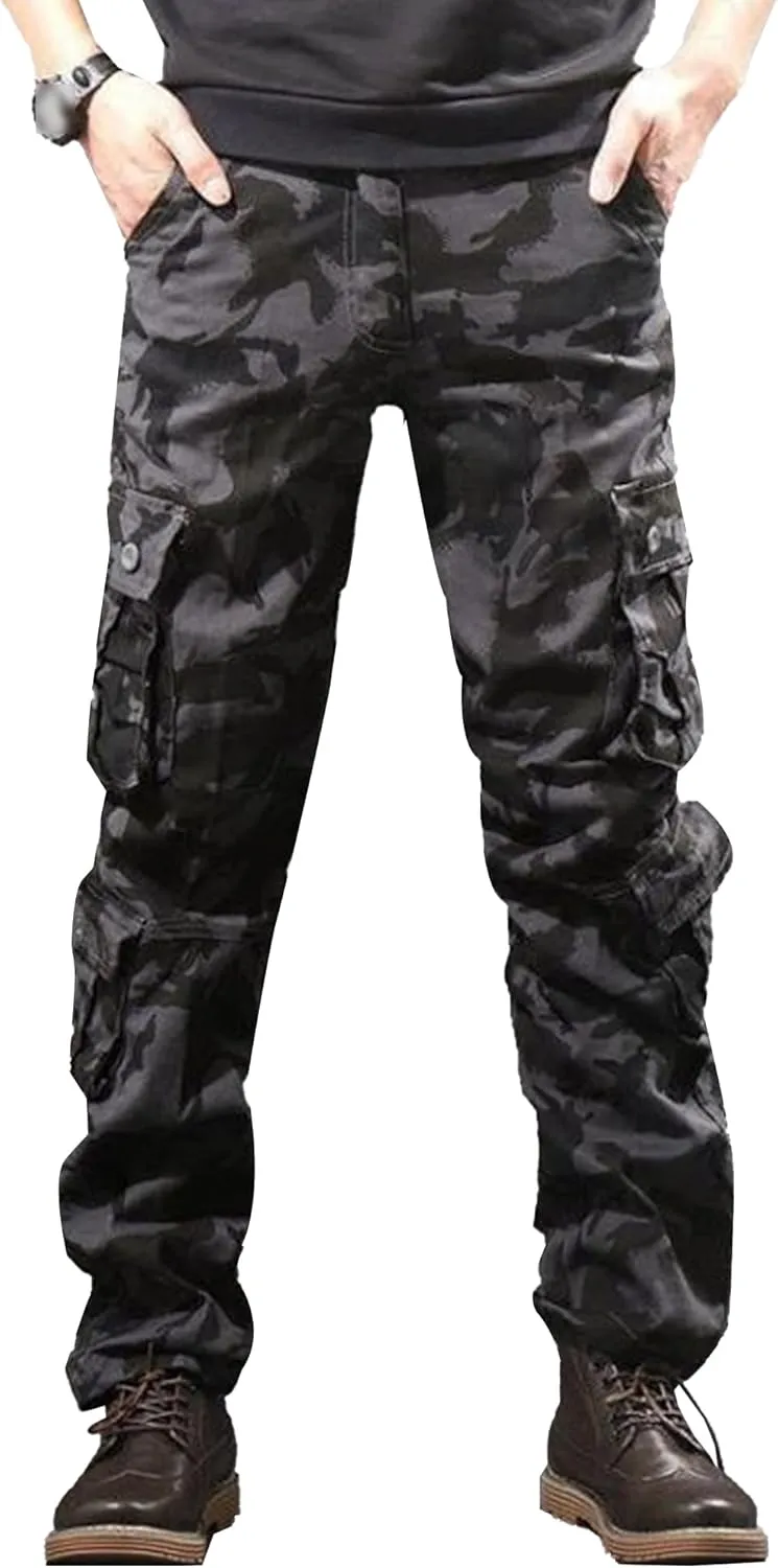 DGHM-JLMY Men's Wild Cargo Pants Cotton Casual Work Hiking Pant Overalls Outdoor Athletic Camo Pants with Pockets
