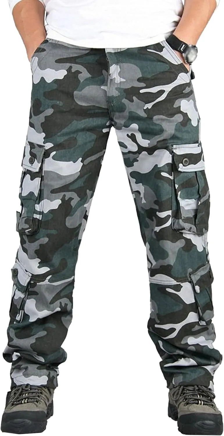 DGHM-JLMY Men's Wild Cargo Pants Cotton Casual Work Hiking Pant Overalls Outdoor Athletic Camo Pants with Pockets