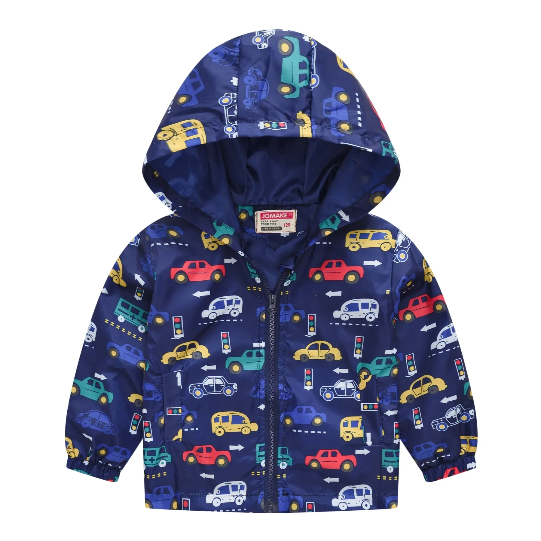 Dinosaurs Graphic Print Kids Boys Windproof Hooded Jackets