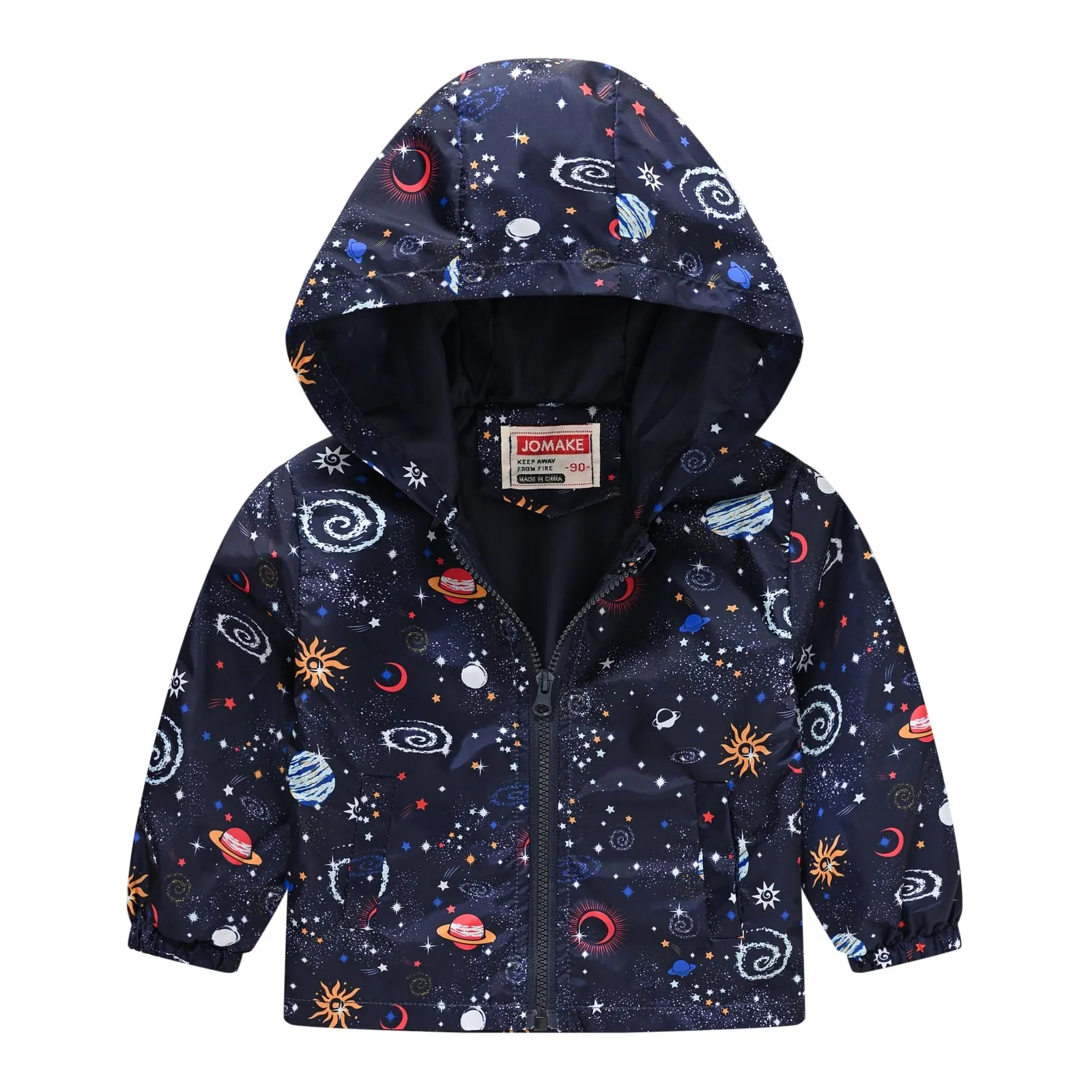 Dinosaurs Graphic Print Kids Boys Windproof Hooded Jackets