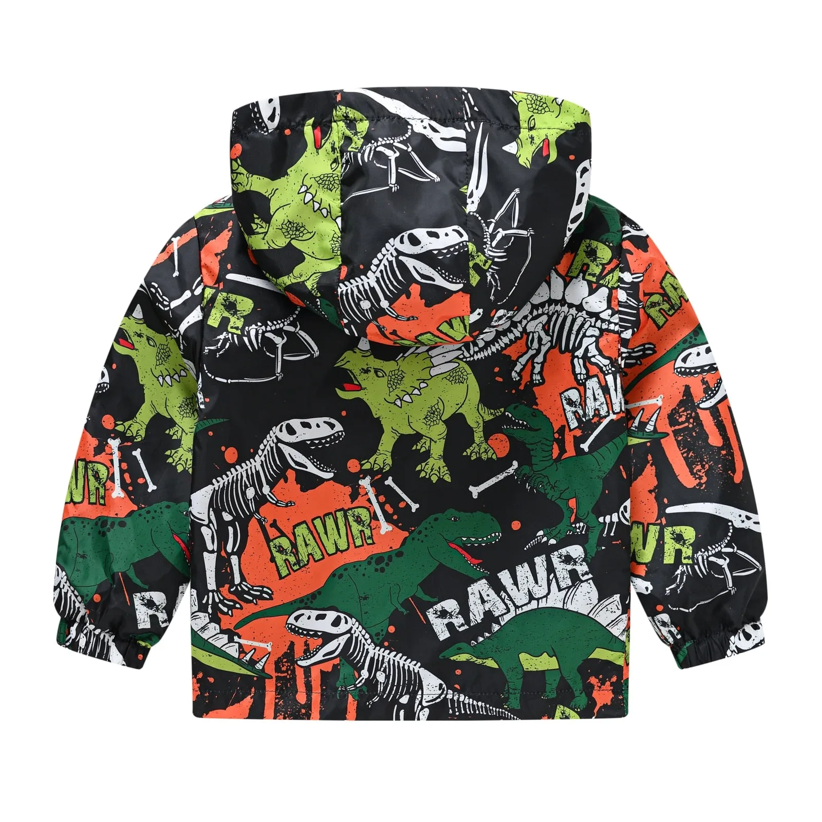 Dinosaurs Graphic Print Kids Boys Windproof Hooded Jackets