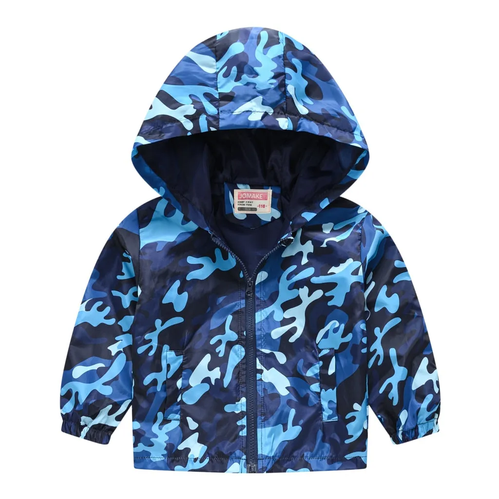 Dinosaurs Graphic Print Kids Boys Windproof Hooded Jackets