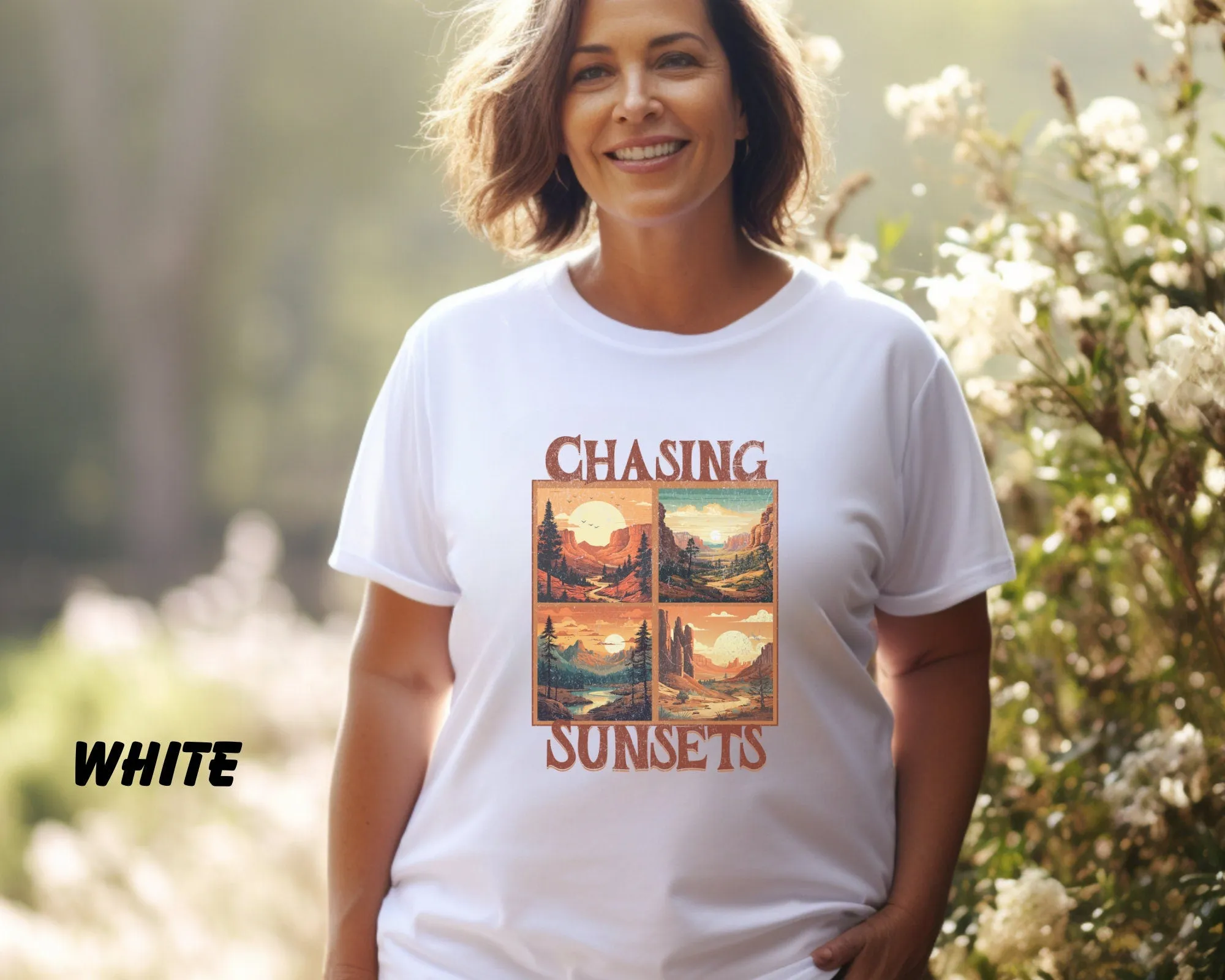 Distressed Retro Chasing Sunsets National Parks Shirt, Hiking Shirt, Camping Shirt