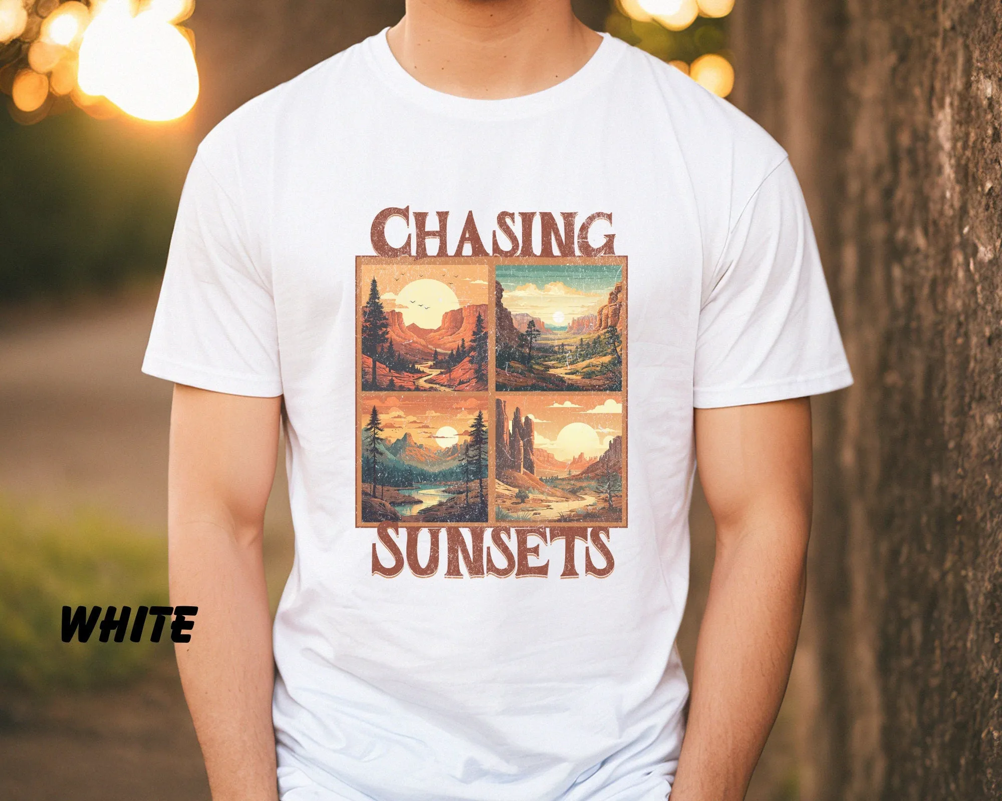Distressed Retro Chasing Sunsets National Parks Shirt, Hiking Shirt, Camping Shirt