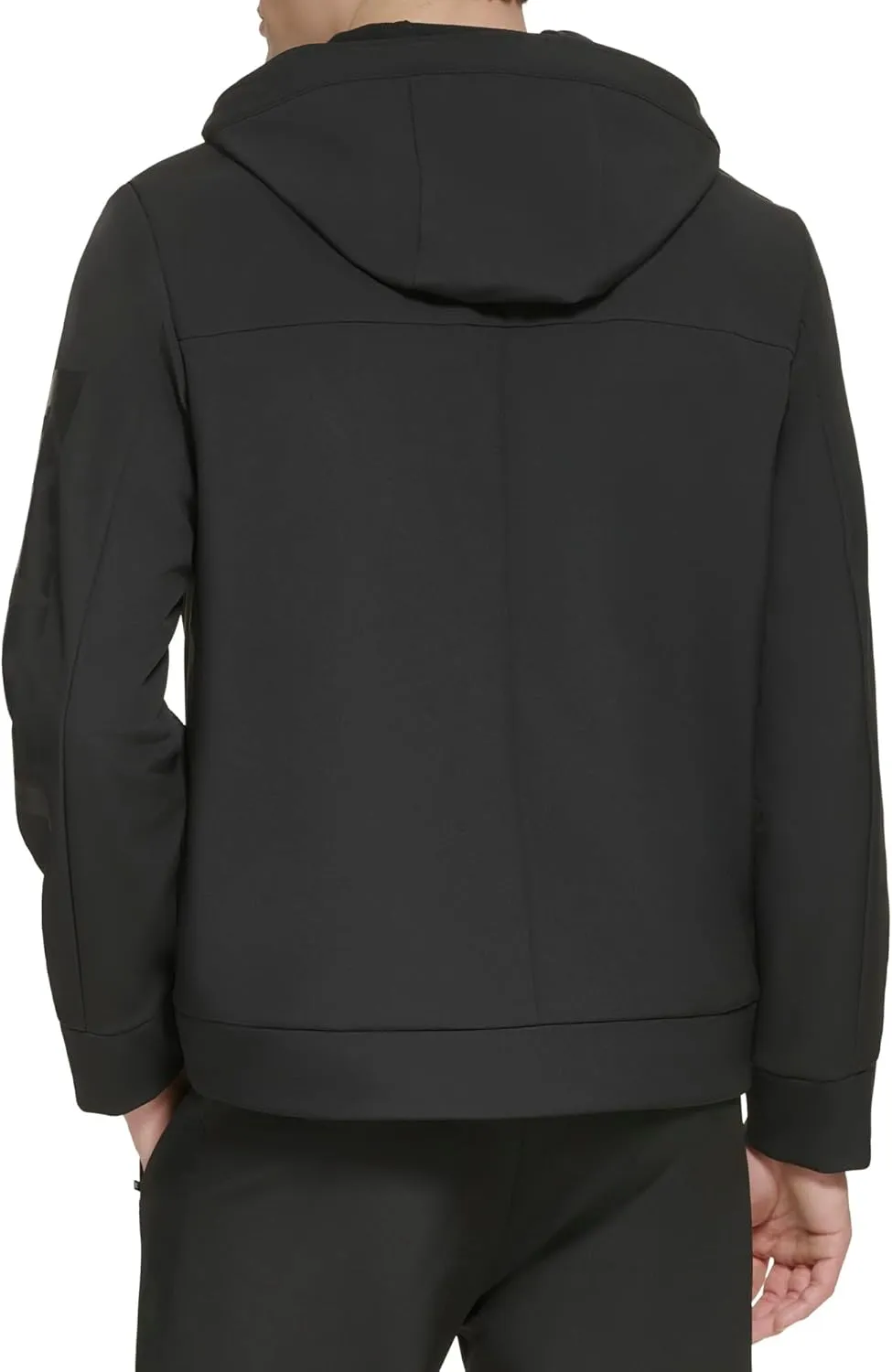 DKNY Mens Hooded Logo Softshell Jacket