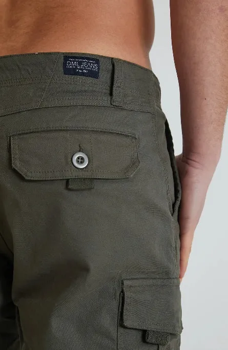 DML Rover Cargo Short With Multi Pockets In Premium Cotton Twill - Olive