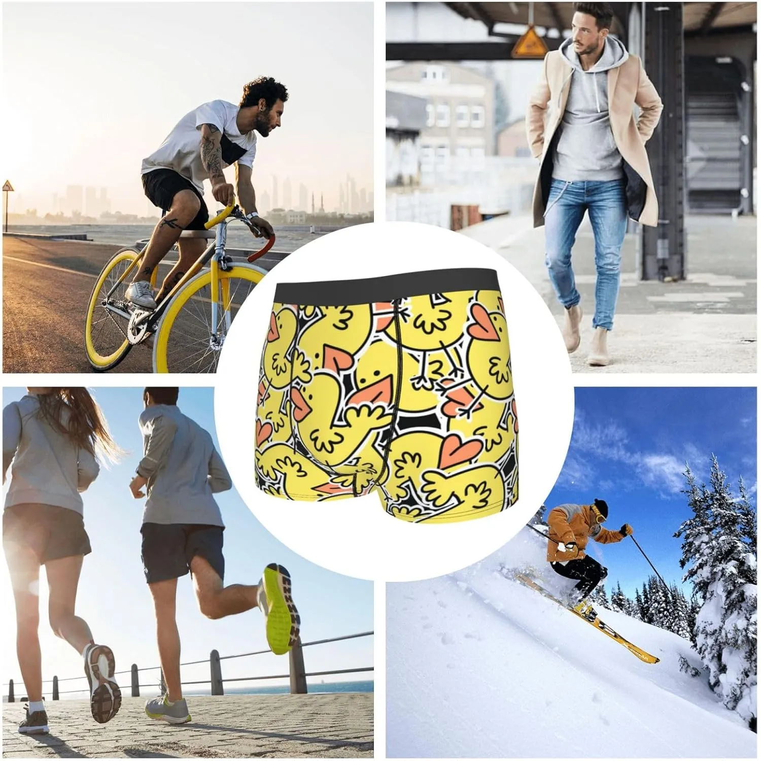 Ducks Print Boxer Briefs For Men Breathable Underwear-