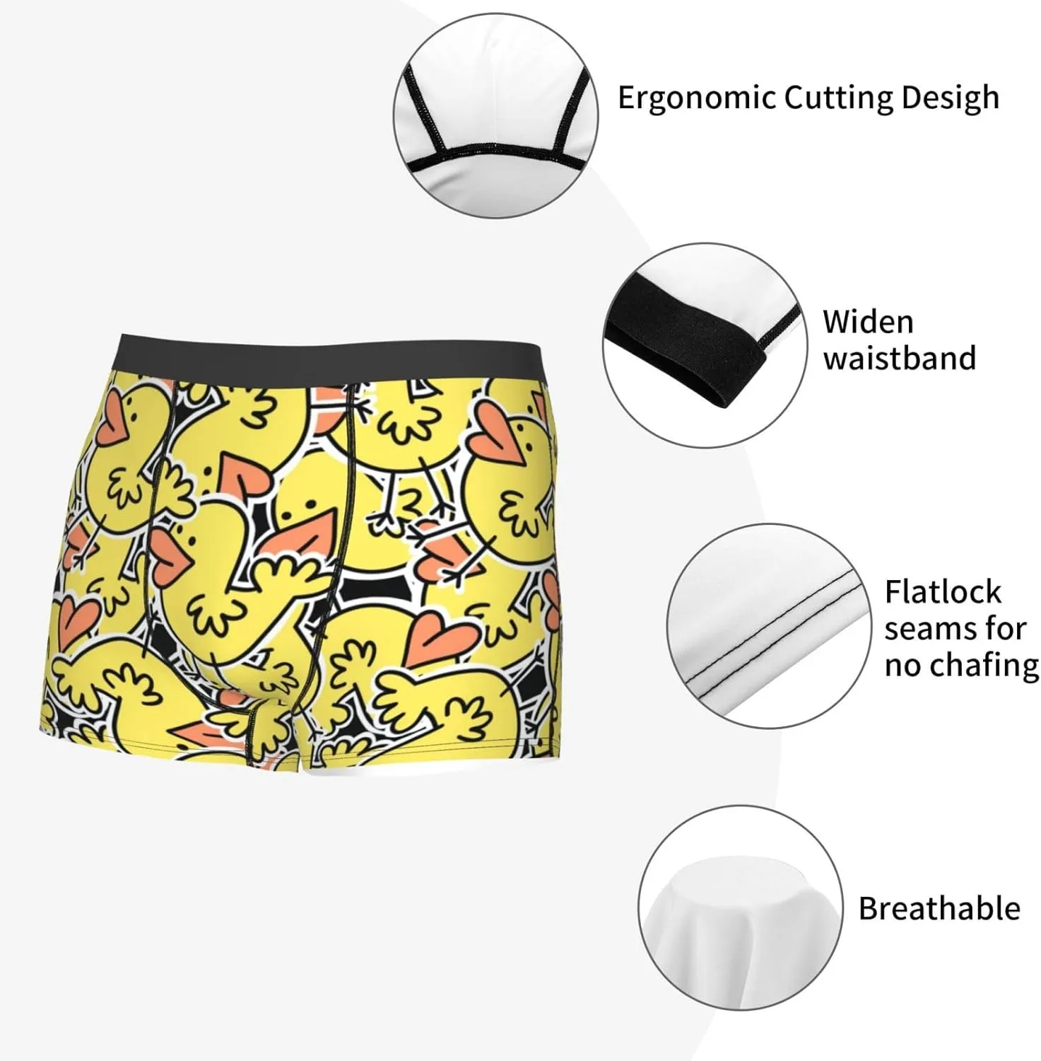 Ducks Print Boxer Briefs For Men Breathable Underwear-