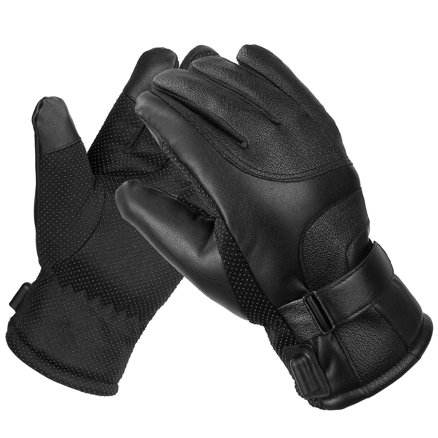 Electric Heated Touchscreen Thermal Gloves Leather USB Plug