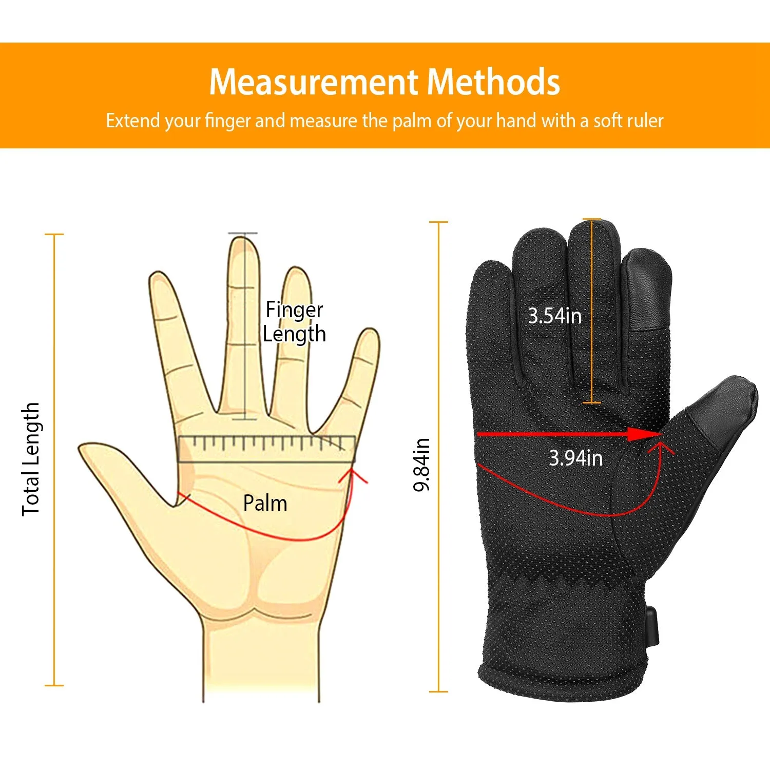 Electric Heated Touchscreen Thermal Gloves Leather USB Plug