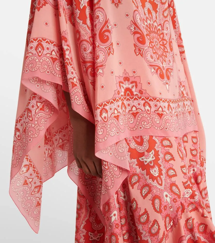 Etro Printed silk poncho
