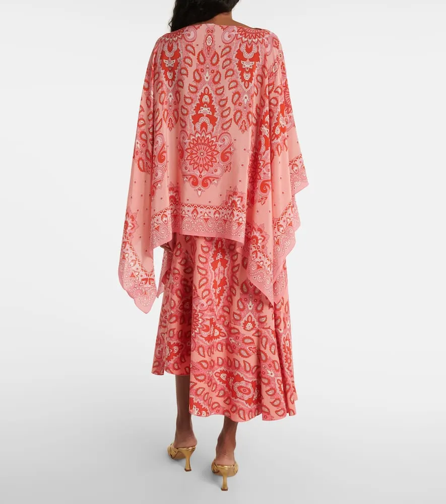 Etro Printed silk poncho