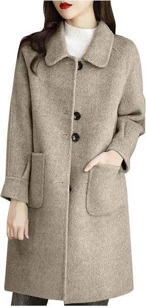 Fall Trench Coat for Women, Mid Long Outerwear Windproof Classic Solid Overcoat Casual Slim Outdoor Jackets
