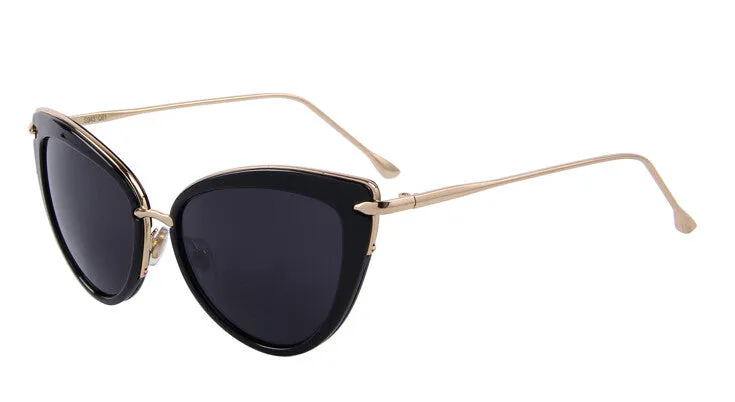 Fashion Women Cat Eye Sunglasses Oval Alloy Frame Mirror Lens Brand Designer Sunglasses Oculos de sol UV400