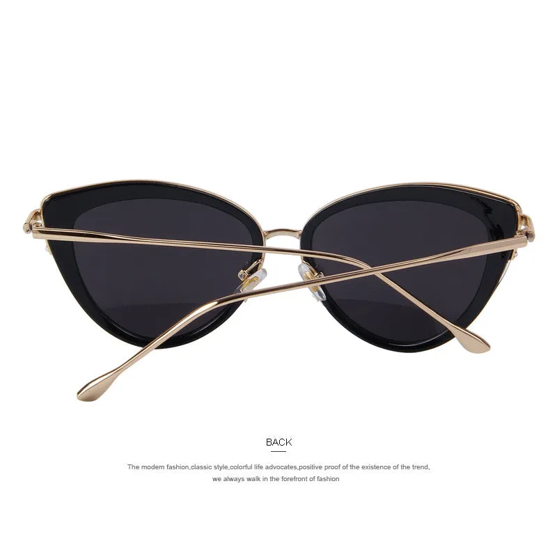 Fashion Women Cat Eye Sunglasses Oval Alloy Frame Mirror Lens Brand Designer Sunglasses Oculos de sol UV400