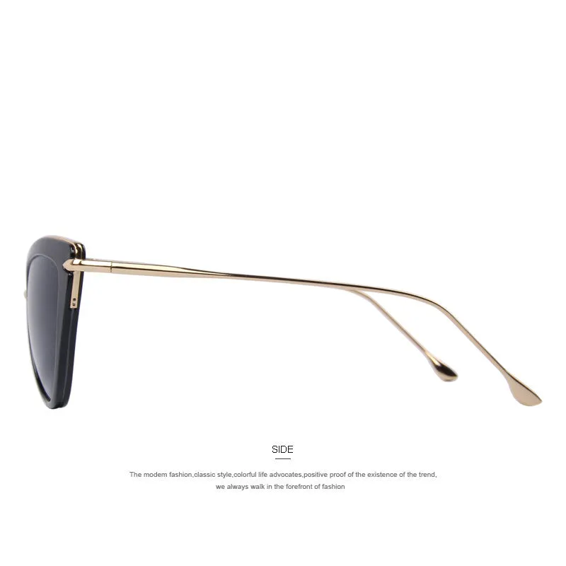 Fashion Women Cat Eye Sunglasses Oval Alloy Frame Mirror Lens Brand Designer Sunglasses Oculos de sol UV400