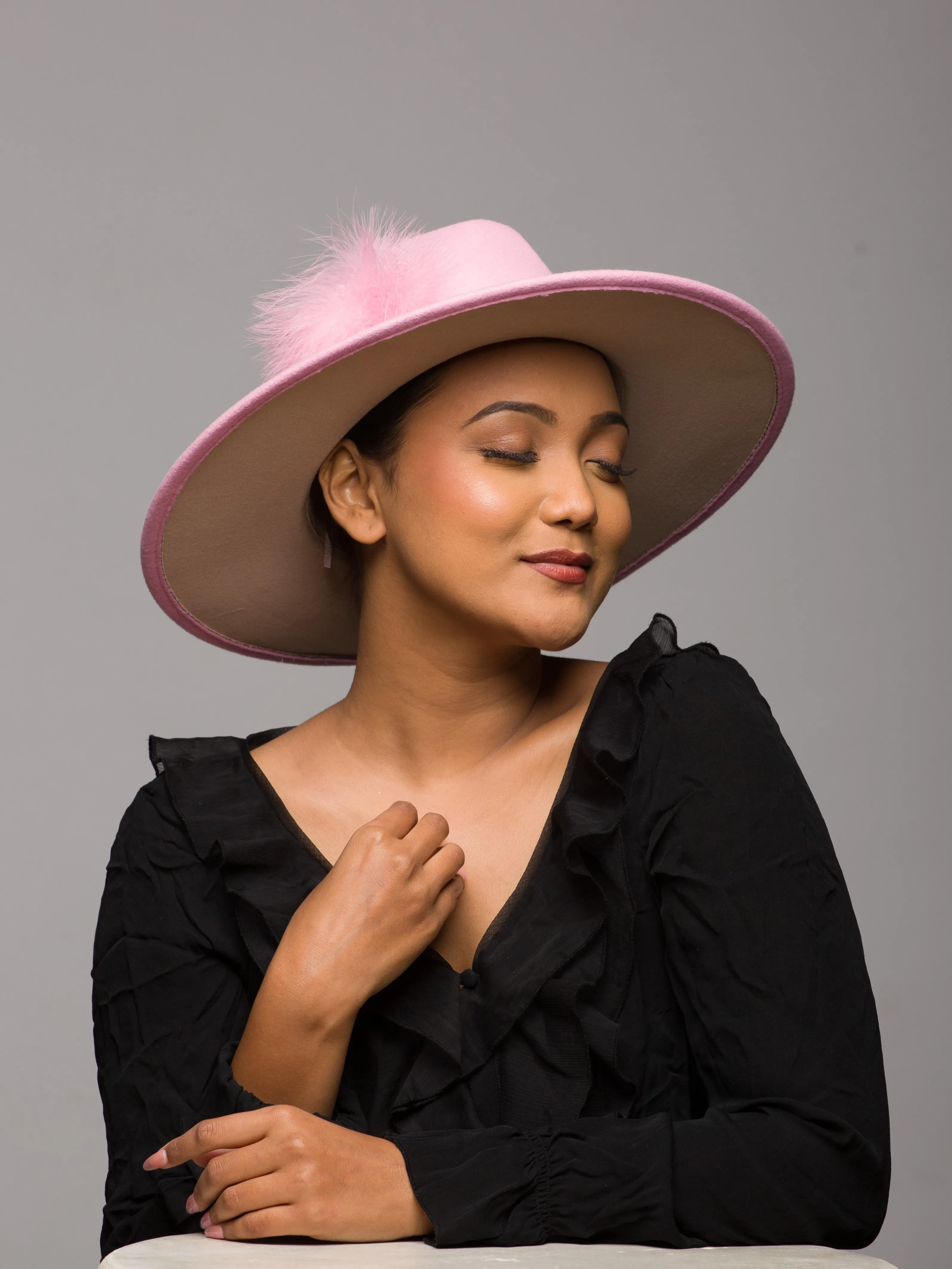 Fedora Hat Pink Fur Felt (Opal Oak)