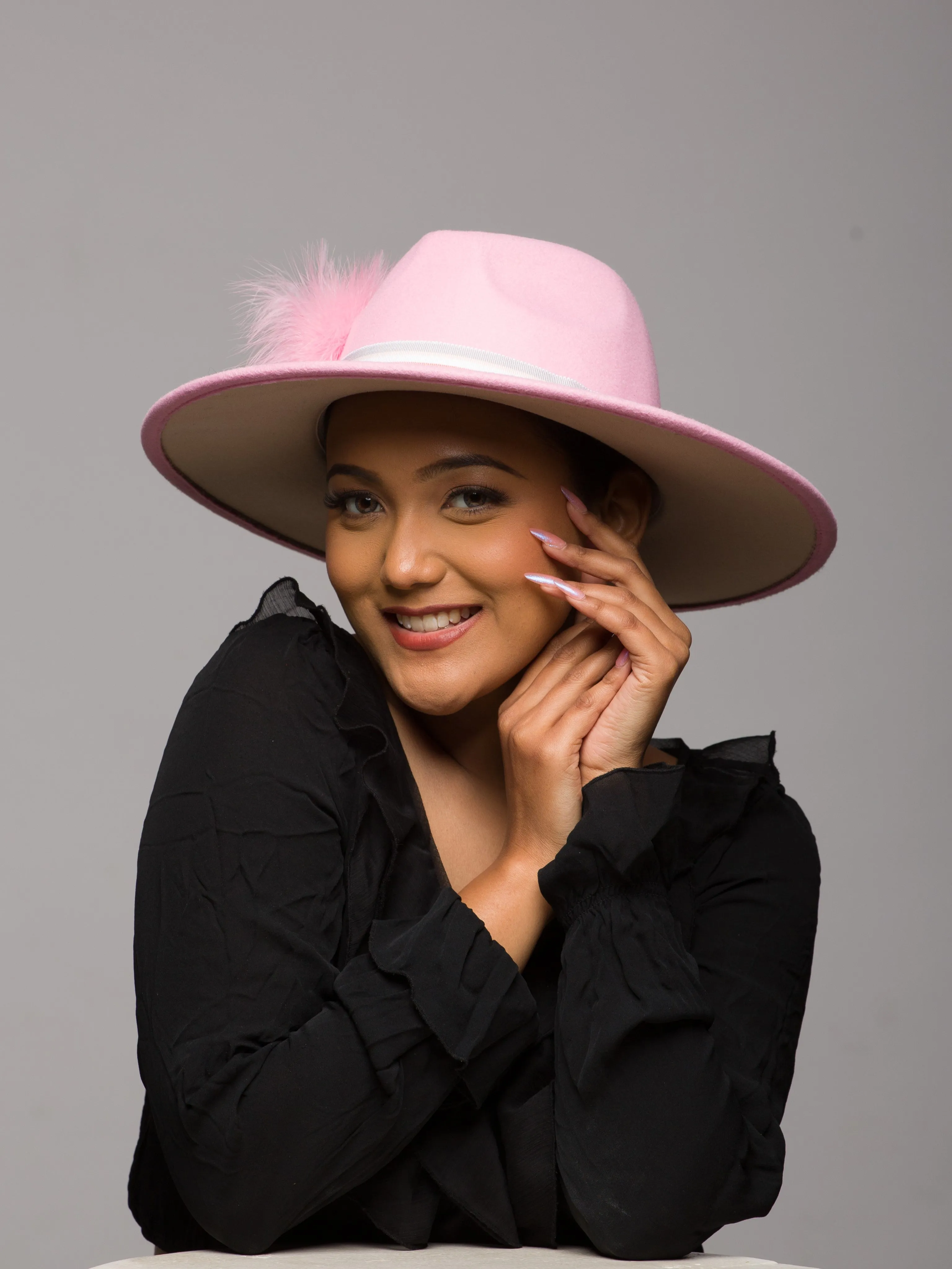 Fedora Hat Pink Fur Felt (Opal Oak)