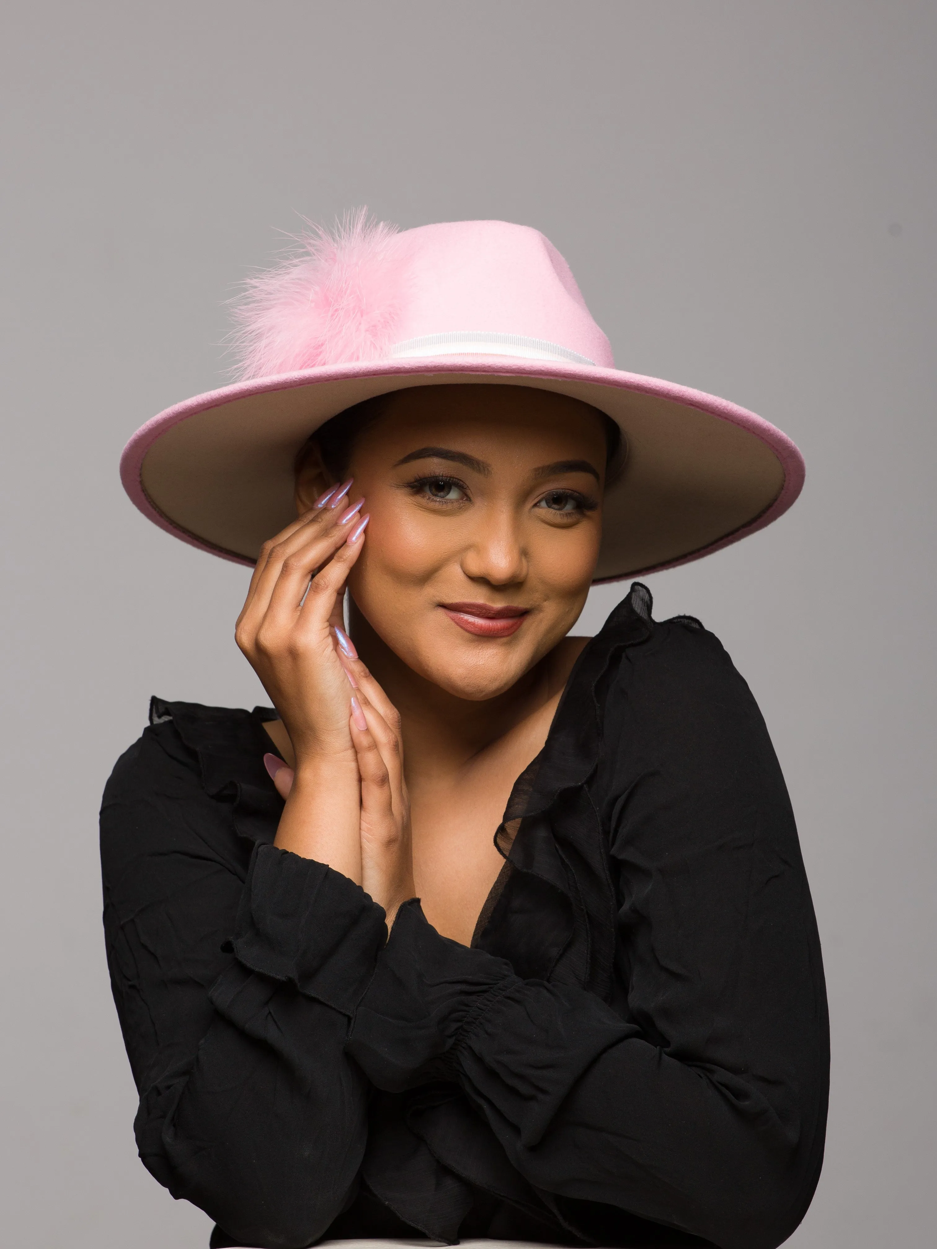 Fedora Hat Pink Fur Felt (Opal Oak)