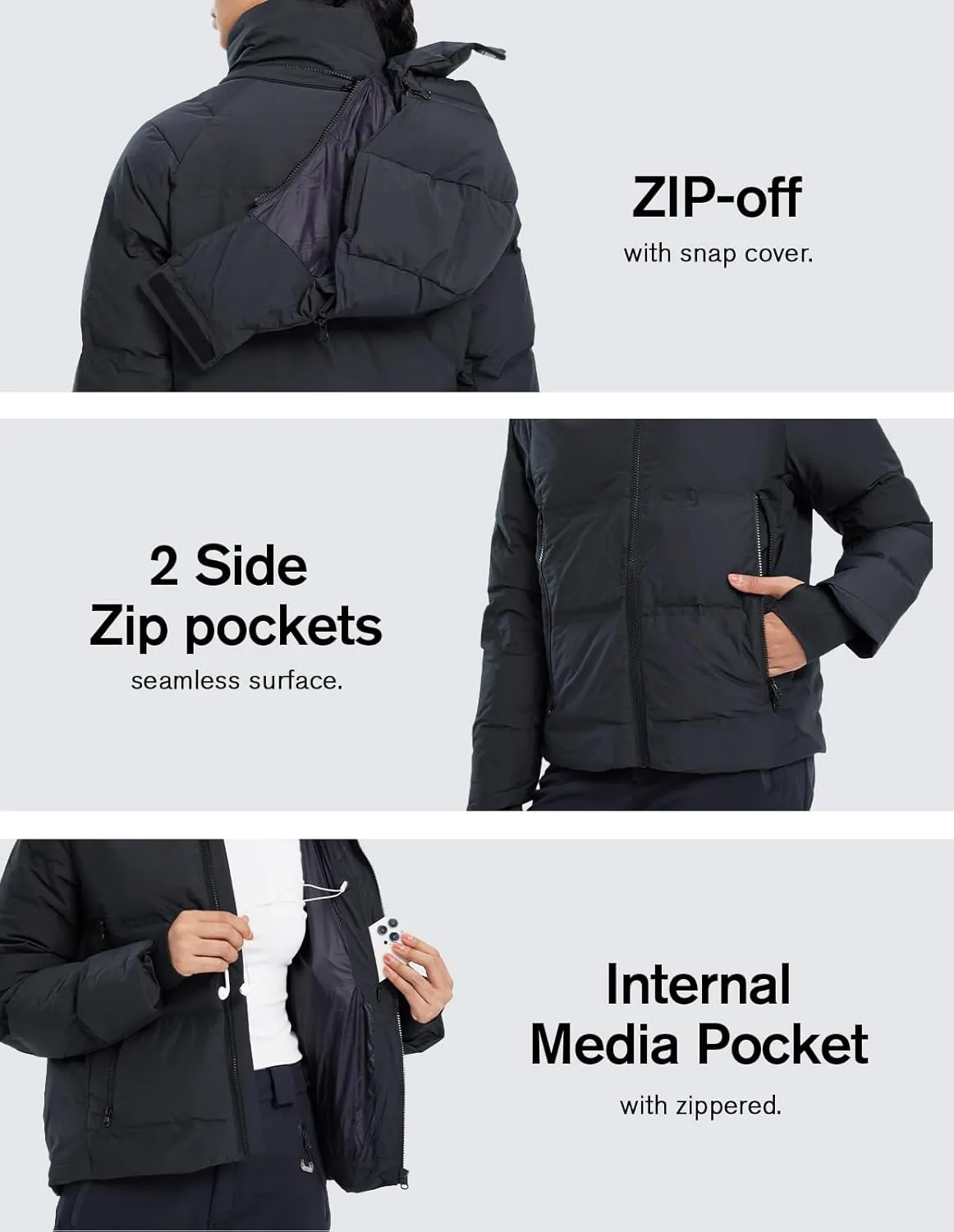 fit space Women's Super Warm Thickened Down Jacket - Detachable Hood, Waterproof & Windproof, Winter Snow Coat
