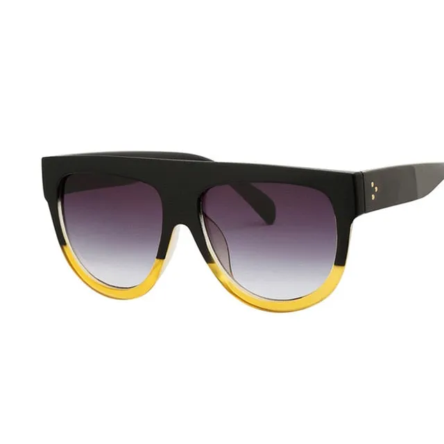 Flat Top Oversized Women Retro Sunglasses