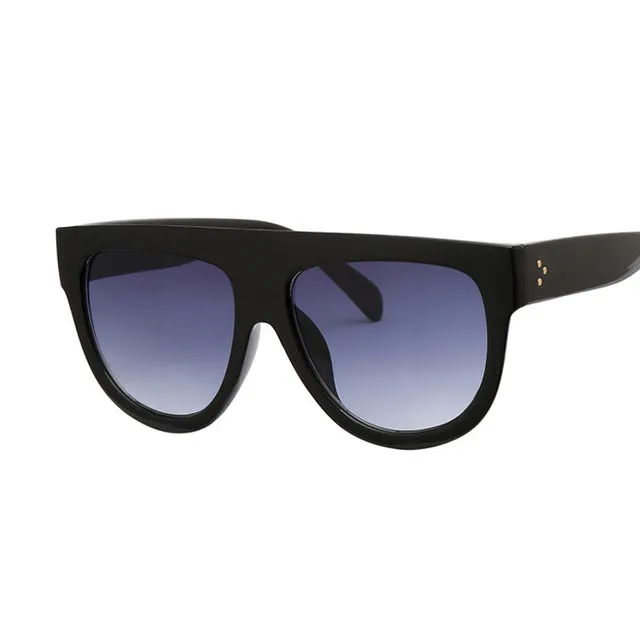 Flat Top Oversized Women Retro Sunglasses