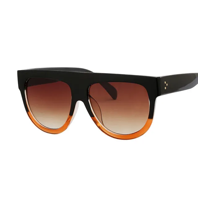 Flat Top Oversized Women Retro Sunglasses