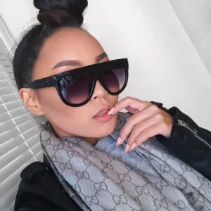 Flat Top Oversized Women Retro Sunglasses