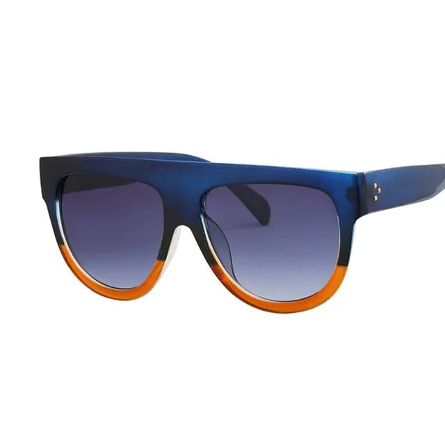 Flat Top Oversized Women Retro Sunglasses