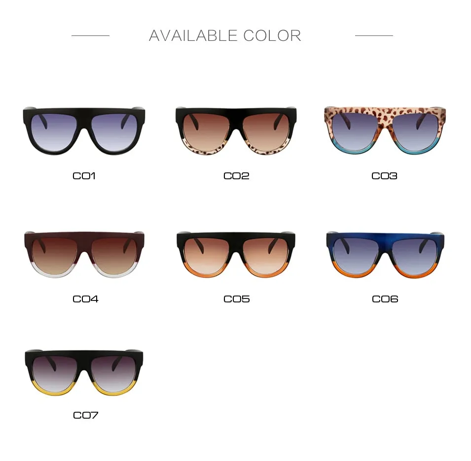 Flat Top Oversized Women Retro Sunglasses