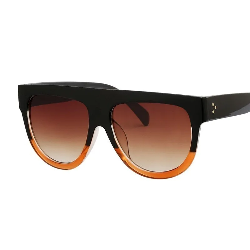 Flat Top Oversized Women Retro Sunglasses