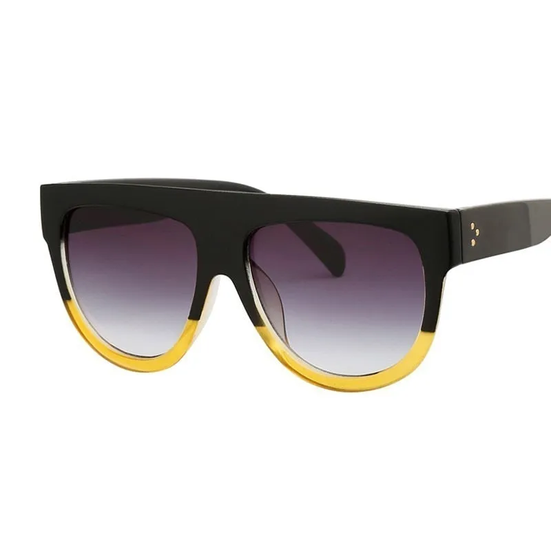Flat Top Oversized Women Retro Sunglasses