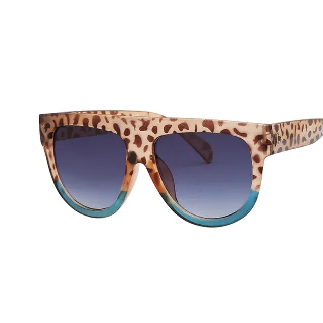 Flat Top Oversized Women Retro Sunglasses