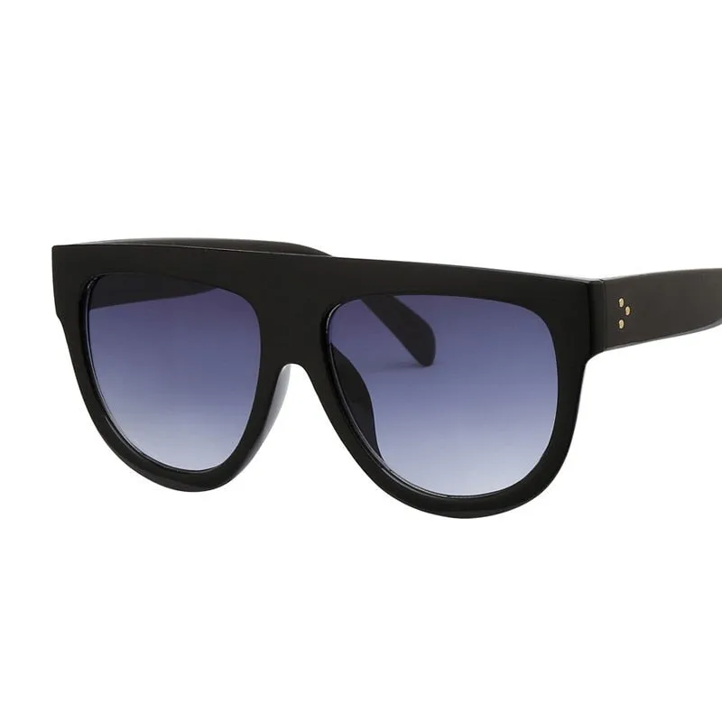 Flat Top Oversized Women Retro Sunglasses